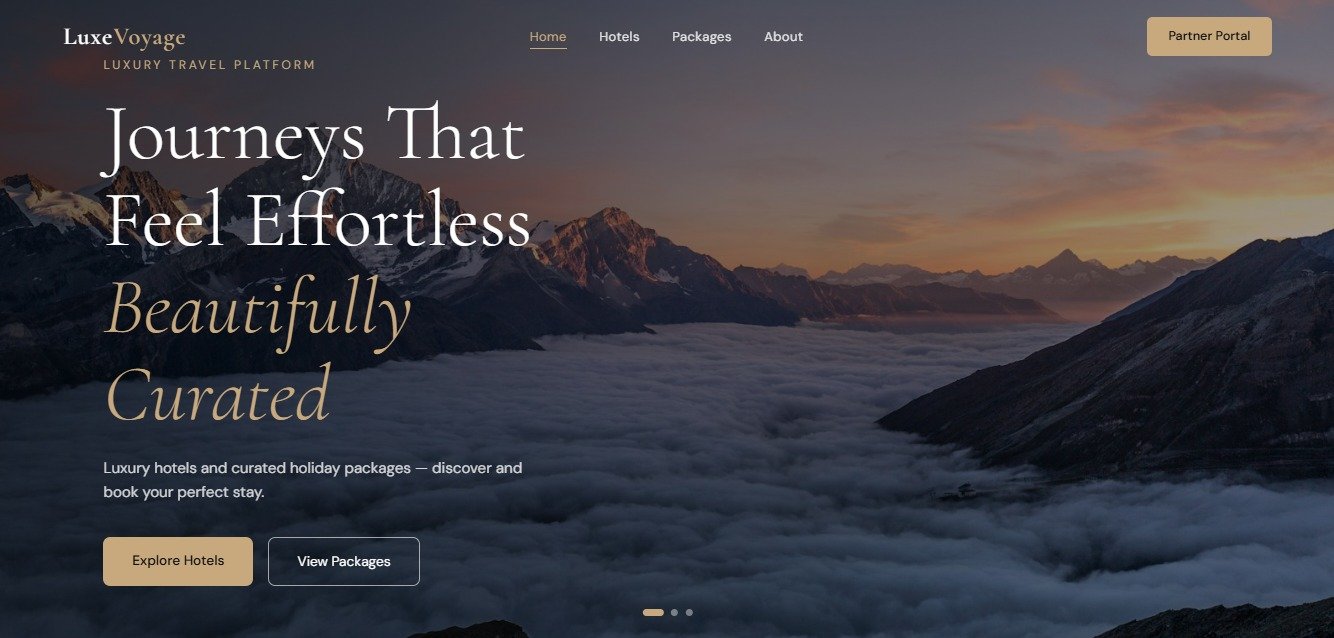 LuxeVoyage travel booking platform preview